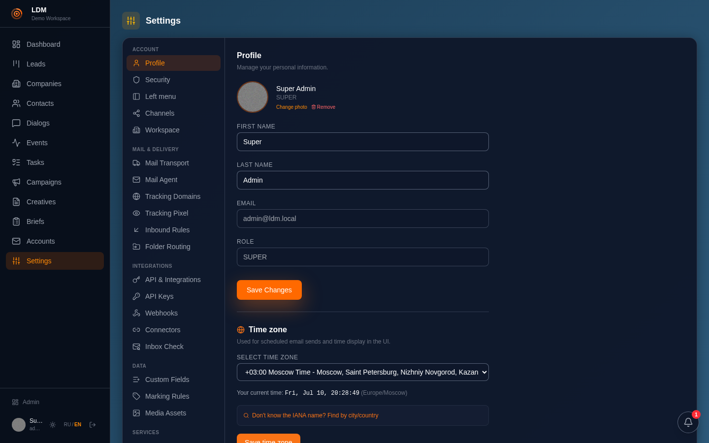 Screenshot of Settings
